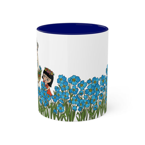 Mug Frida blue poppies by Cara Carmina