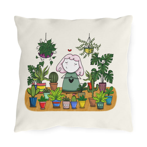 Housse de Coussin - La fille aux plantes
