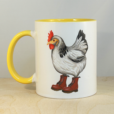 Hen wearing Docs Mug