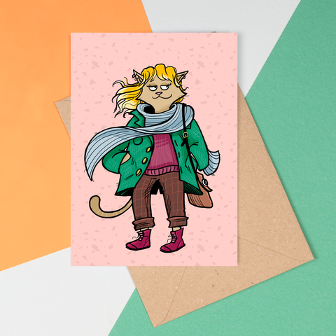 Grungie the stylish cat - Card