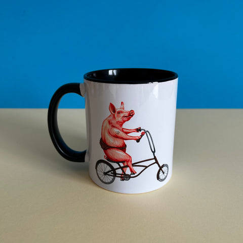 Hog riding a bike mug