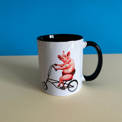 Hog riding a bike mug