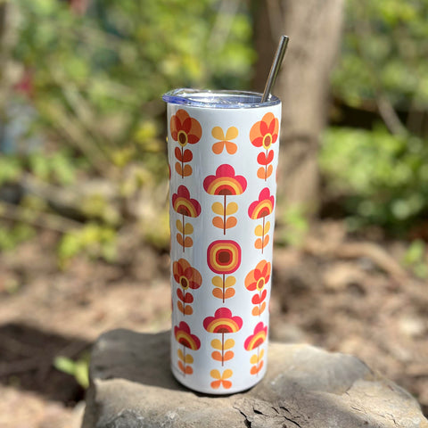 Tumbler retro flowers