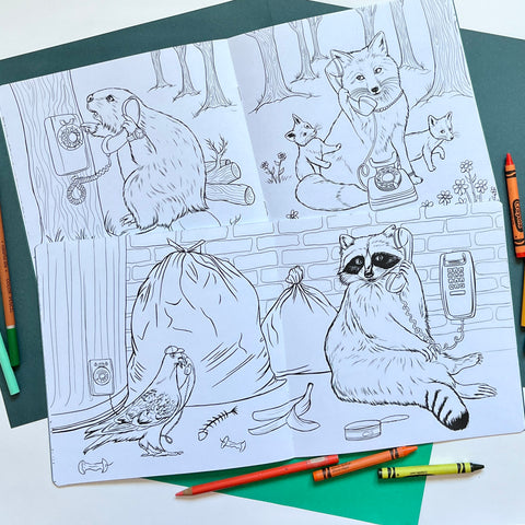 Coloring book, Animals on the phone