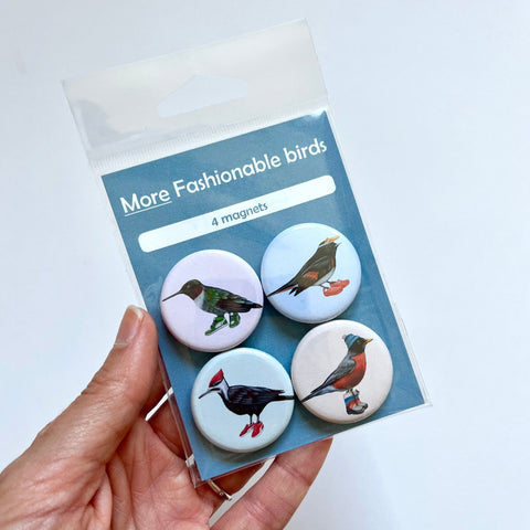 More Fashionable Birds Fridge Magnets (set of 4)