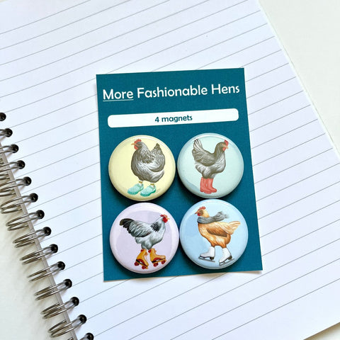 More Fashionable Hens Fridge Magnets (set of 4)