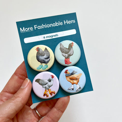 More Fashionable Hens Fridge Magnets (set of 4)