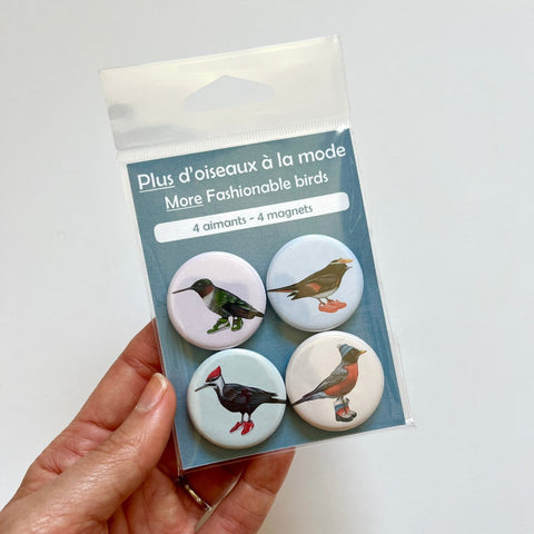 More Fashionable Birds Fridge Magnets (set of 4)