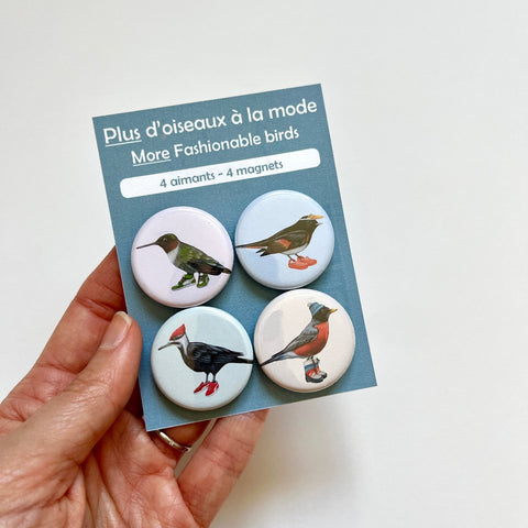 More Fashionable Birds Fridge Magnets (set of 4)