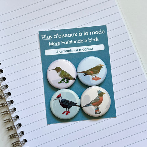 More Fashionable Birds Fridge Magnets (set of 4)