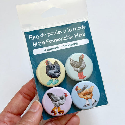 More Fashionable Hens Fridge Magnets (set of 4)