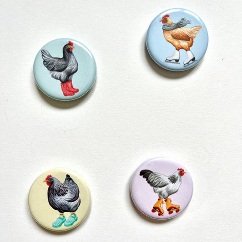 More Fashionable Hens Fridge Magnets (set of 4)