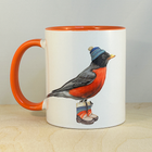 American Robin mug with orange accents left view