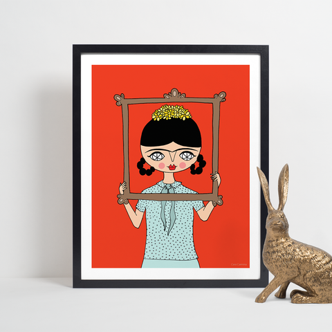 Frida - looking through the frame - Poster