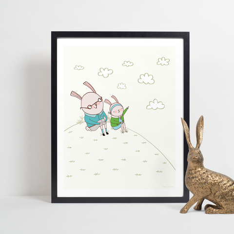 Lapins Malins regarde les nuages - Affiche murale