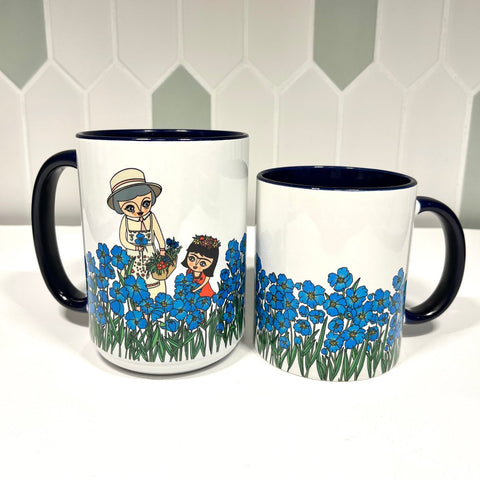 Mug Frida blue poppies by Cara Carmina