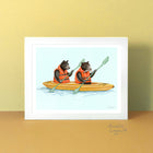 carte de souhaits d'ours noir canadien par Amélie Legault, carte d'anniversaire d'ours en kayak Canadian and north american black bear greeting card, black bear kayak birthday card by Canadian artist Amelie Legault 