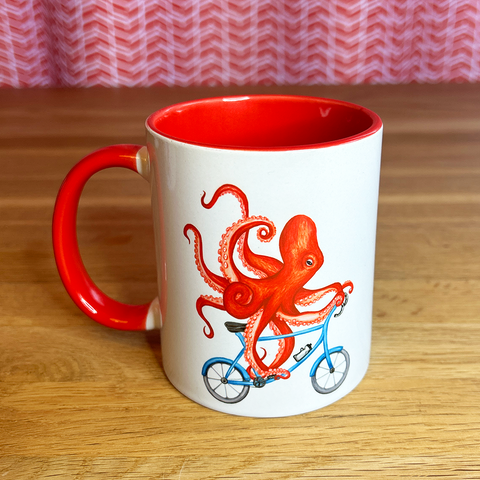 Octopus riding a Bike Mug