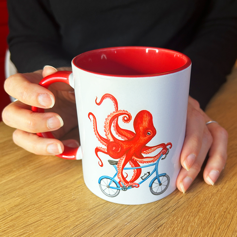 Octopus riding a Bike Mug