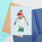 carte de noël pingouin par Amélie Legault, christmas card, holiday card, penguin card by amelie legault 