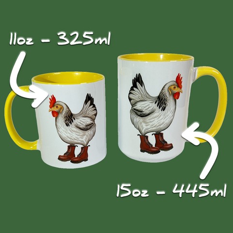 Hen wearing Docs Mug