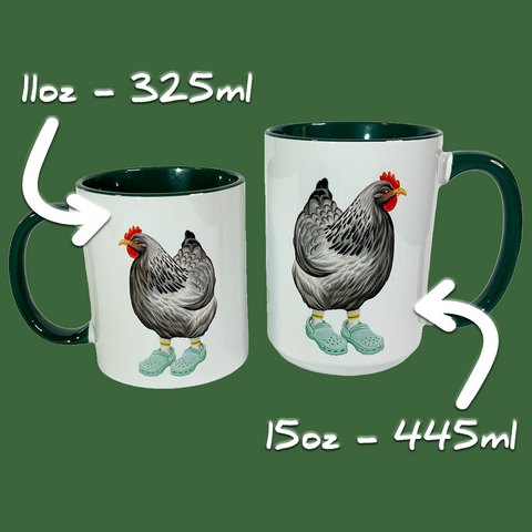 Hen wearing Crocs Mug