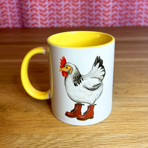 Hen wearing Docs Mug