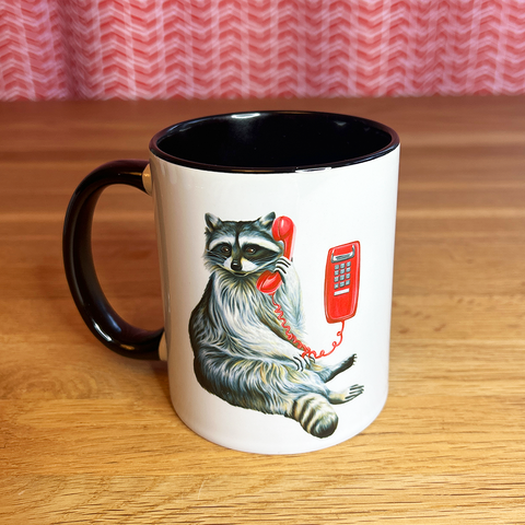 Raccoon on the Phone Mug