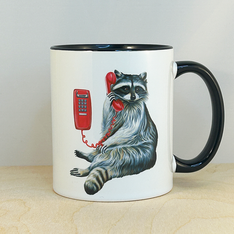 Raccoon on the Phone Mug