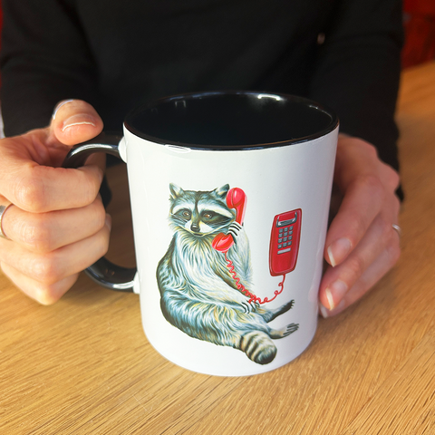 Raccoon on the Phone Mug