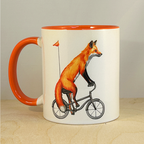 Fox riding a Bike Mug