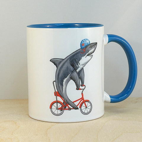 Shark riding a Bike Mug