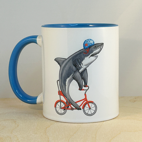 Shark riding a Bike Mug