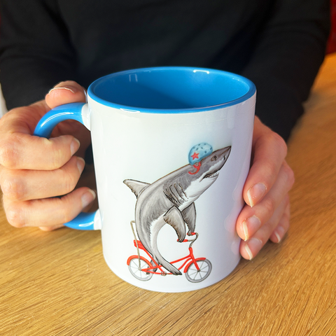 Shark riding a Bike Mug