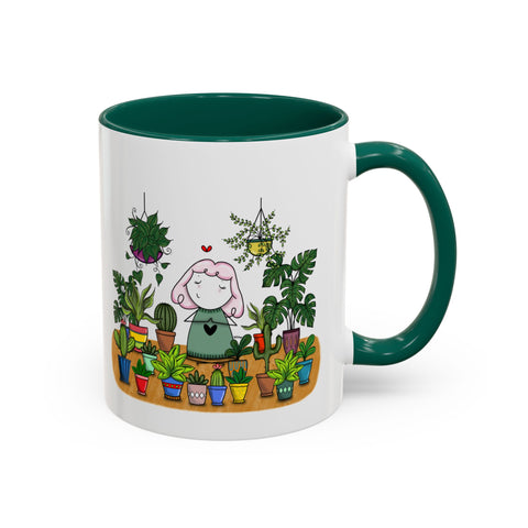 Tasse Fille et ses plantes