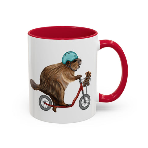 Tasse Castor sur un scooter