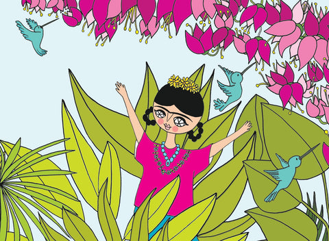 Frida – Plantes, fleurs et colibris - Affiche murale