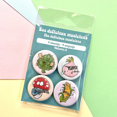 The delicious musicians vegetables magnets (set of 4)