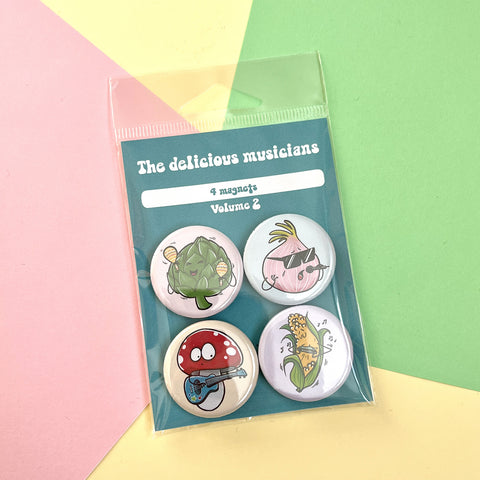 The delicious musicians vegetables magnets (set of 4)