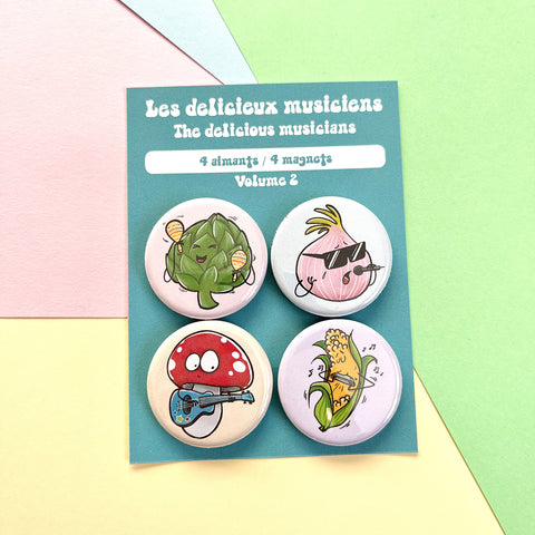 The delicious musicians vegetables magnets (set of 4)