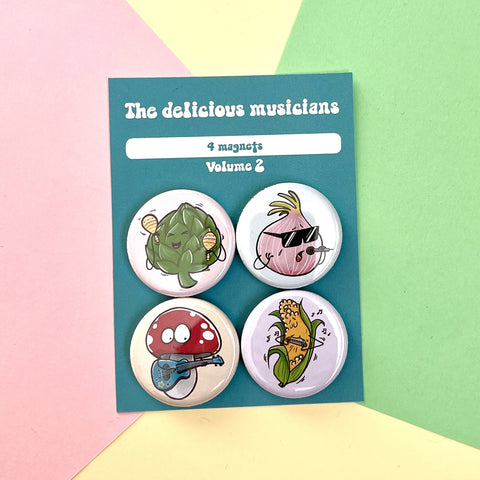 The delicious musicians vegetables magnets (set of 4)