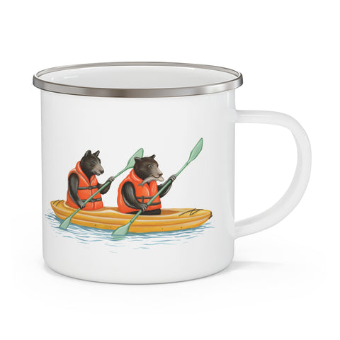 Tasse ours en kayak en acier inoxydable émaillée