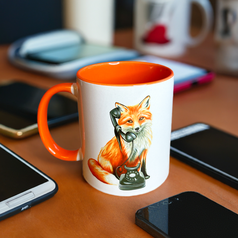 Fox on the Phone Mug