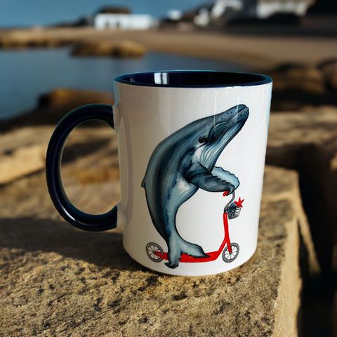 Whale, Shark and Octopus riding bikes Mug