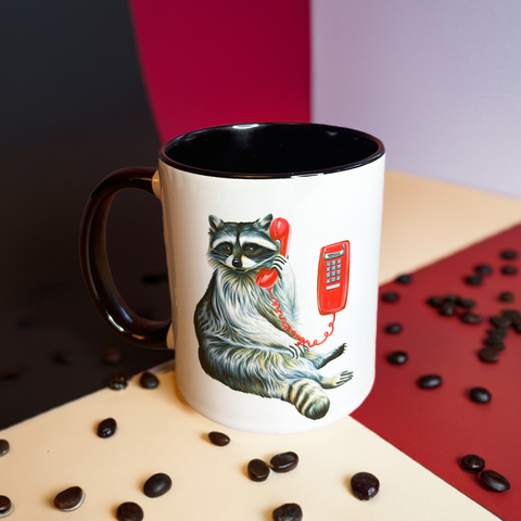 Raccoon on the Phone Mug