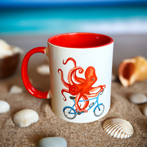 Octopus riding a Bike Mug