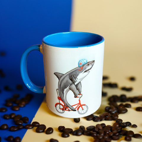 Shark riding a Bike Mug