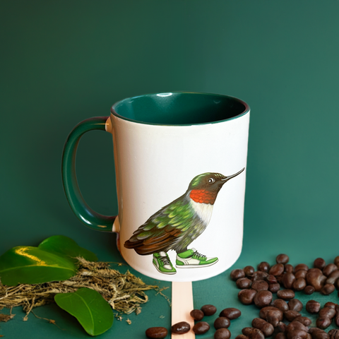 Hummingbird wearing sneakers Mug