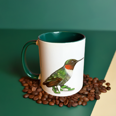 Hummingbird wearing sneakers Mug