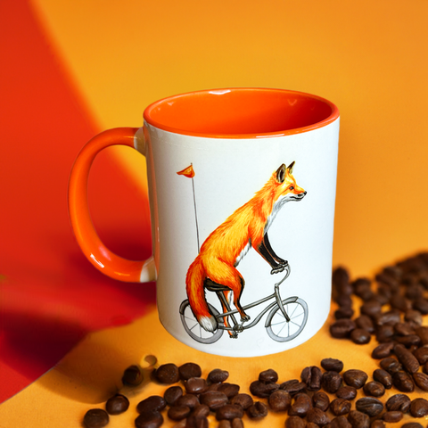 Fox riding a Bike Mug